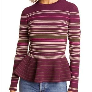 Ted Baker London Leytina Striped Peplum Sweater